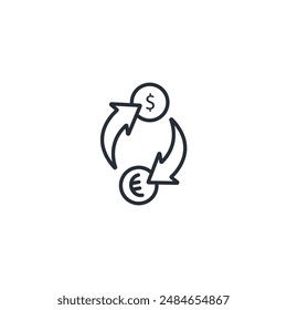 currency exchange icon. vector.Editable stroke.linear style sign for use web design,logo.Symbol illustration.