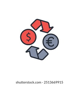 Currency exchange icon. vector.Editable stroke.linear style sign for use web design,logo.Symbol illustration.