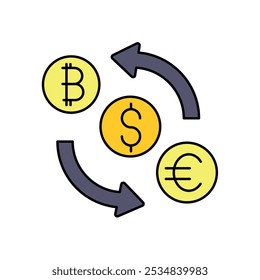 currency exchange icon with white background vector stock illustration