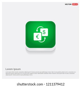 Currency exchange iconGreen Web Button - Free vector icon