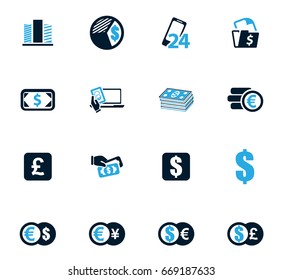 Currency exchange icons set