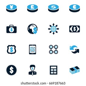 Currency exchange icons set