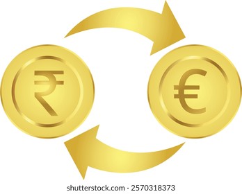 Currency Exchange: Indian Rupee to Euro Vector Graphics