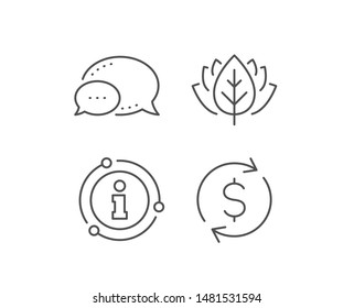Currency exchange line icon. Chat bubble, info sign elements. Money Transfer sign. Dollar in rotation arrow symbol. Linear dollar exchange outline icon. Information bubble. Vector