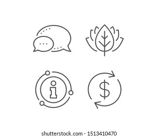 Currency exchange line icon. Chat bubble, info sign elements. Money Transfer sign. Dollar in rotation arrow symbol. Linear usd exchange outline icon. Information bubble. Vector