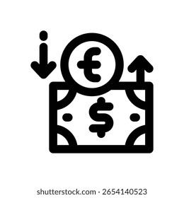 currency exchange line icon. Clean and minimalist vector icon for websites, mobile apps, presentations, and logos. Fully scalable and customizable for any project.