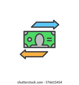 Currency exchange line icon, filled outline vector sign, linear colorful pictogram isolated on white. Symbol, logo illustration