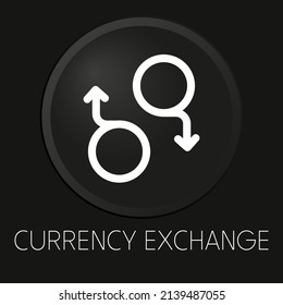 Cambio de moneda icono de línea vectorial mínima en botón 3D aislado en fondo negro. Vector Premium.
