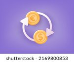Currency exchange. Money conversion. Euro to dollar icon concept. 3D Web Vector Illustrations.