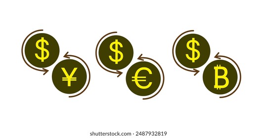 Currency exchange. Money conversion. Euro to dollar icon concept isolated on white background. Vector illustration