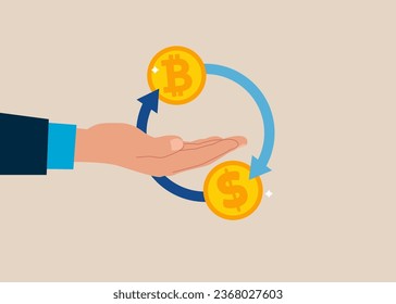 Cambio de divisas. Conversión de dinero. Ilustraciones vectoriales planas.