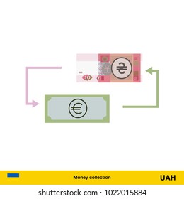 Currency exchange, money exchange.  hryvnia banknote.