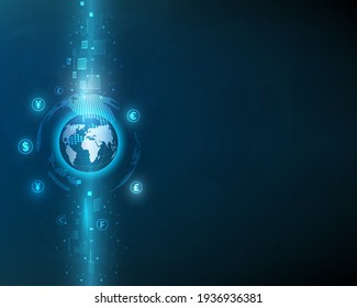 Currency exchange and money transfer by high speed network illustration