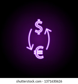 currency exchange neon icon. Elements of finance and chart set. Simple icon for websites, web design, mobile app, info graphics