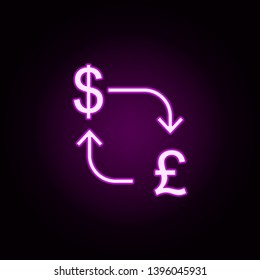 currency exchange neon icon. Elements of finance set. Simple icon for websites, web design, mobile app, info graphics