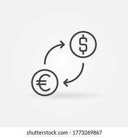 Currency Exchange Outline Concept Icon. Vector Euro And Dollar Money Transfer Line Symbol