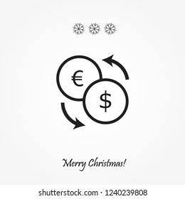 Currency exchange outline icon black color isolated on white background