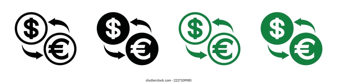 Currency exchange rate dollar to euro icon vector. Financial process business icon for apps or websites, symbol illustration. Money icon.