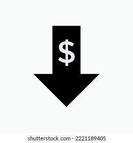 Currency Exchange Rate Drop Icon. Fall, Valuta Movement Symbol - Vector.