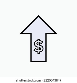  Currency Exchange Rate Increase Icon. Valuta Movement Up Symbol - Vector.