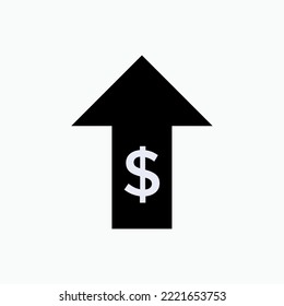 Currency Exchange Rate Increase Icon. Valuta Movement Up Symbol - Vector.