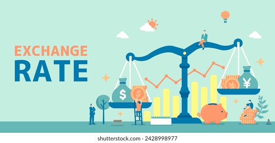 Currency exchange rate vector banner illustration