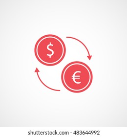 Currency Exchange Red Flat Icon On White Background