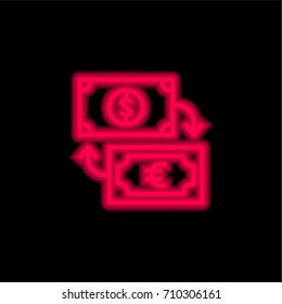 Currency exchange red glowing neon ui ux icon. Glowing sign logo vector