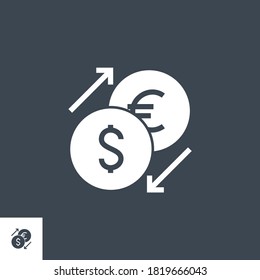 Currency Exchange related vector glyph icon. Isolated on black background. Vector illustration.
