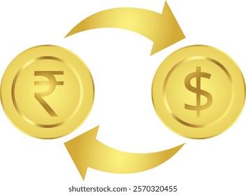 Currency Exchange Rupee to Dollar, Currency Exchange Icon Vector Illustration