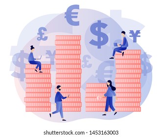 Currency exchange service concept. Flat cartoon style. Vector illustration