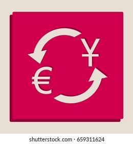 Currency exchange sign. Dollar and Euro. Vector. Grayscale version of Popart-style icon.