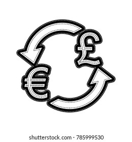 Currency exchange sign. Euro and UK Pound. Vector. Flat style black icon on white.