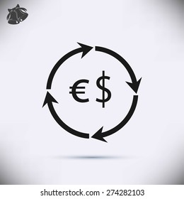 Currency exchange sign icon