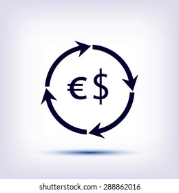 Currency exchange sign icon