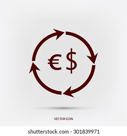 Currency exchange sign icon