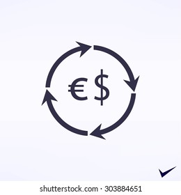 Currency exchange sign icon