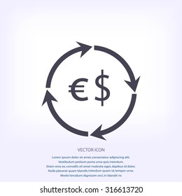 Currency exchange sign icon