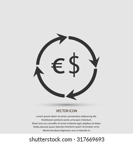 Currency exchange sign icon