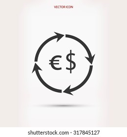 Currency exchange sign icon