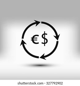 Currency exchange sign icon
