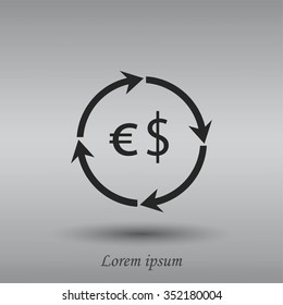 Currency exchange sign icon