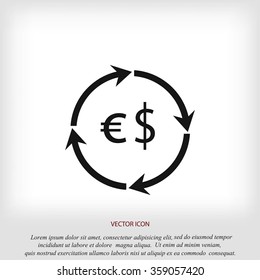 Currency exchange sign icon