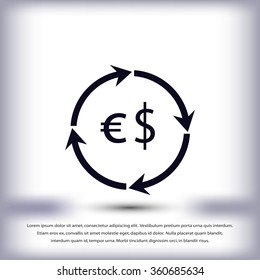 Currency exchange sign icon