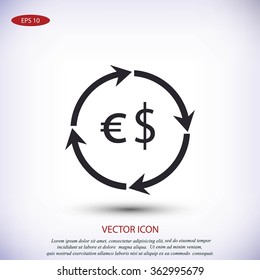 Currency exchange sign icon