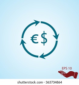 Currency exchange sign icon