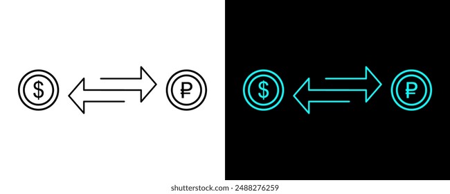Currency exchange sign symbol. Dollar to Ruble line icon.