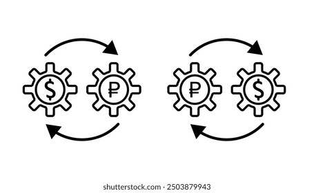 Currency exchange sign symbol. Dollar to Peso line icon.