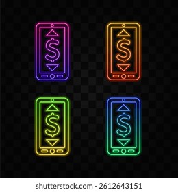 Currency exchange simple icon Dollar money transfer sign. neon style. rotation arrow symbol. quality design elements.