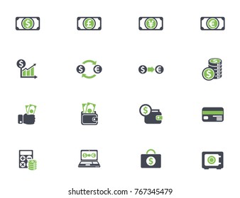 currency exchange simple vector icons in two colors